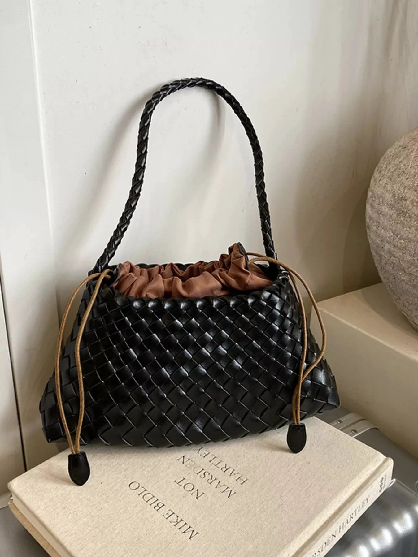 Drawstring Woven Shoulder Bag by Trendsi