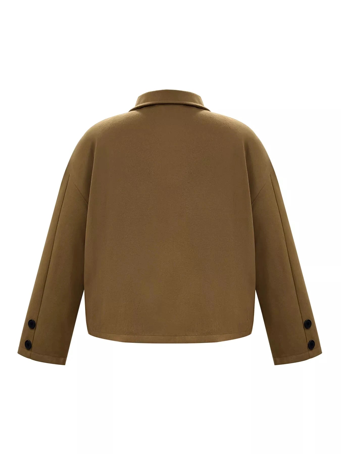 Plus Size Button-Down Cropped Outerwear by Trendsi