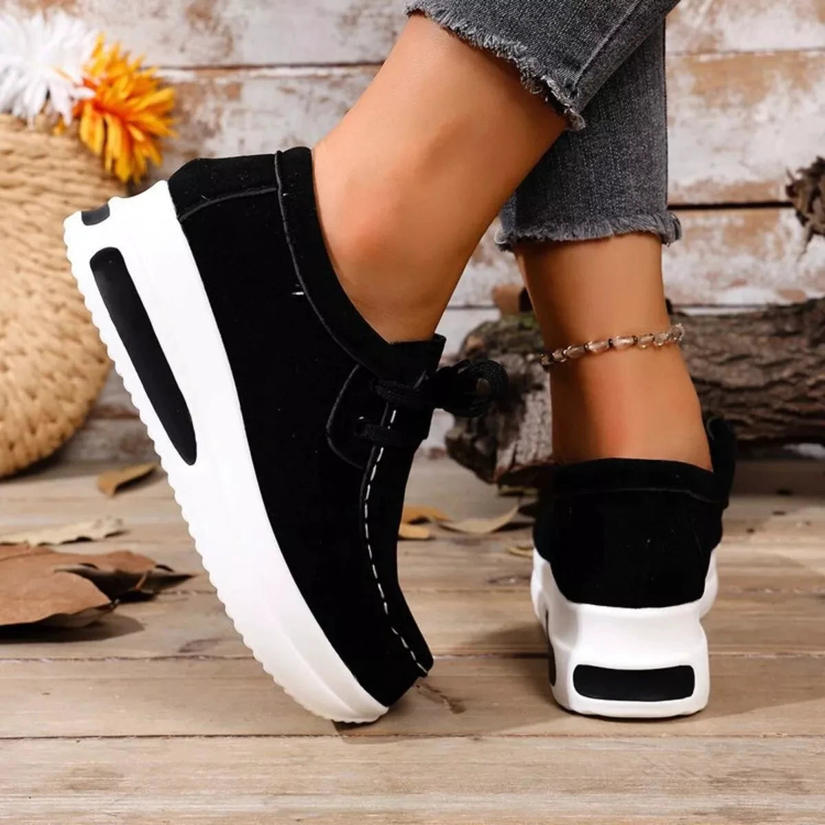 Round Toe Platform Sneakers by Trendsi