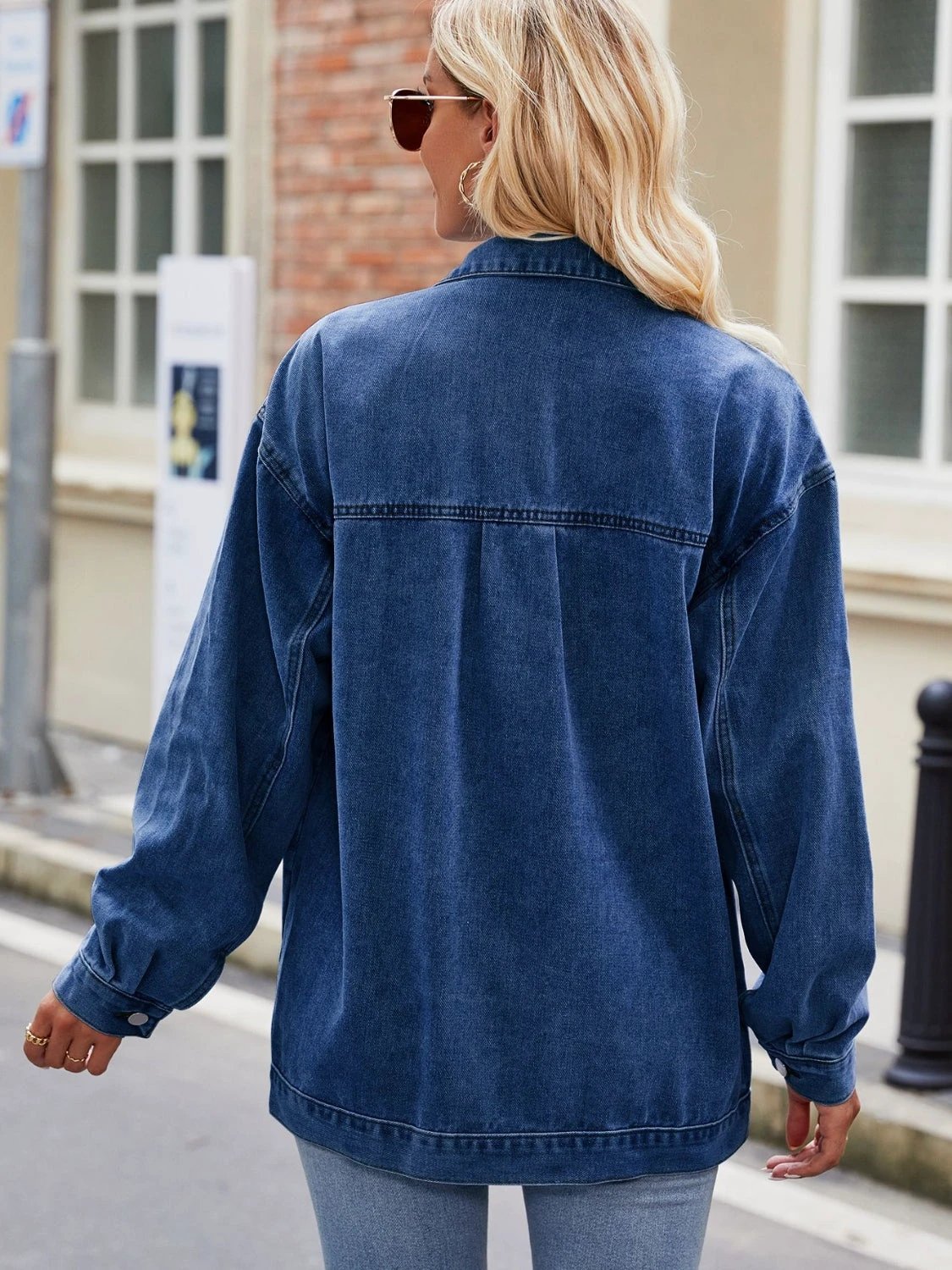 Button Up Denim Jacket with Pockets by Trendsi