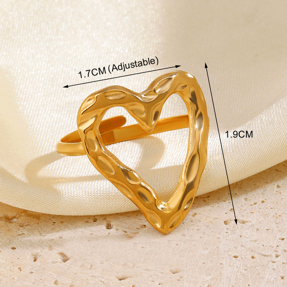 Bague ajustable en acier inoxydable Retro Love