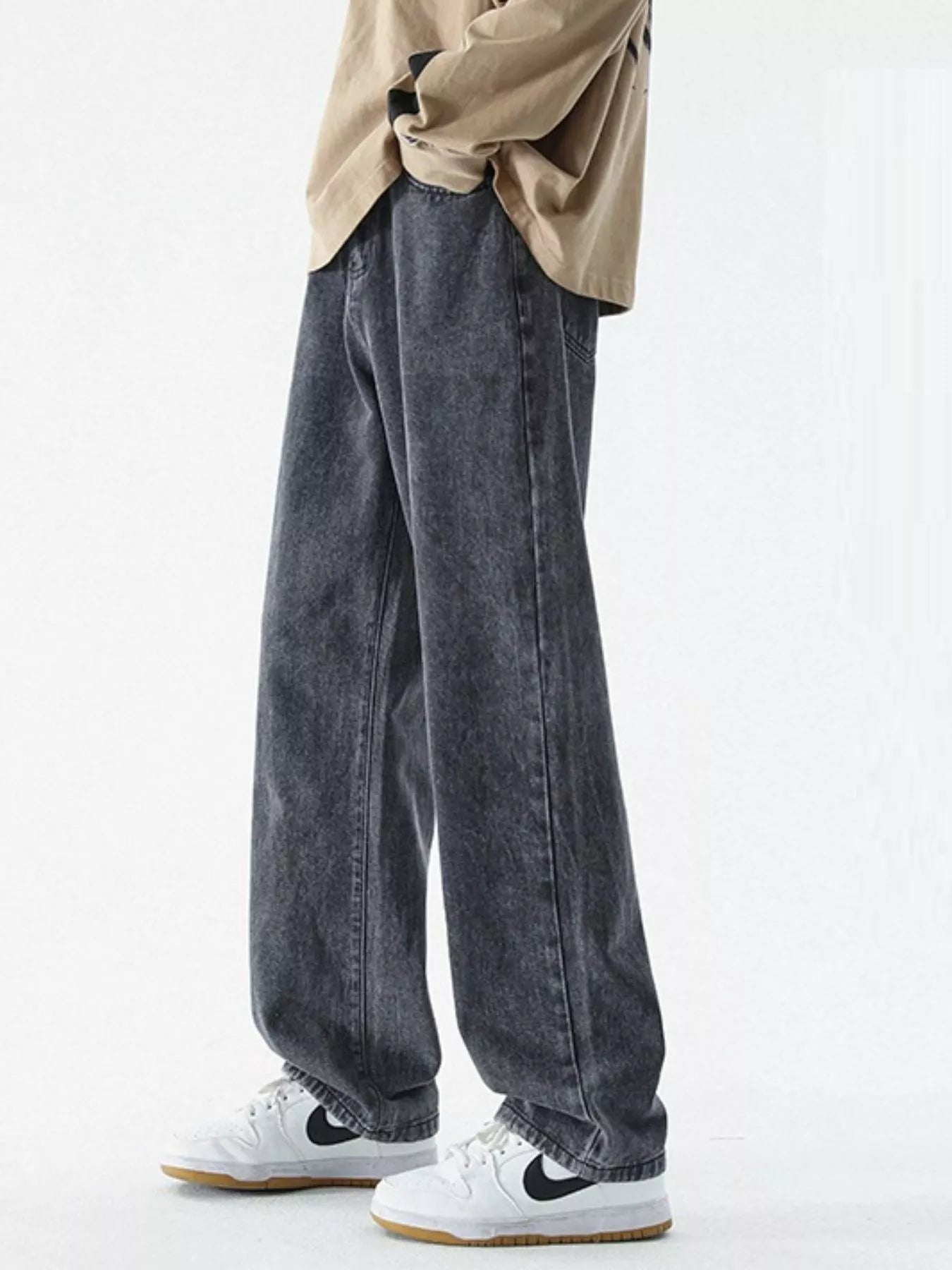 Men's Full Size Loose Fit Wash Jeans Plus Size by Trendsi