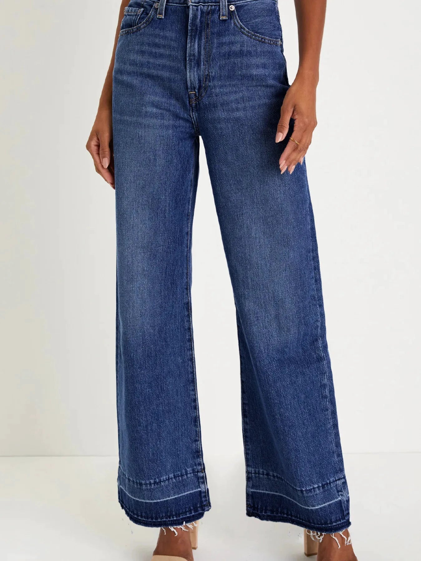 Raw Hem Unique Cuffs Straight High Rise Loose Jeans by Trendsi