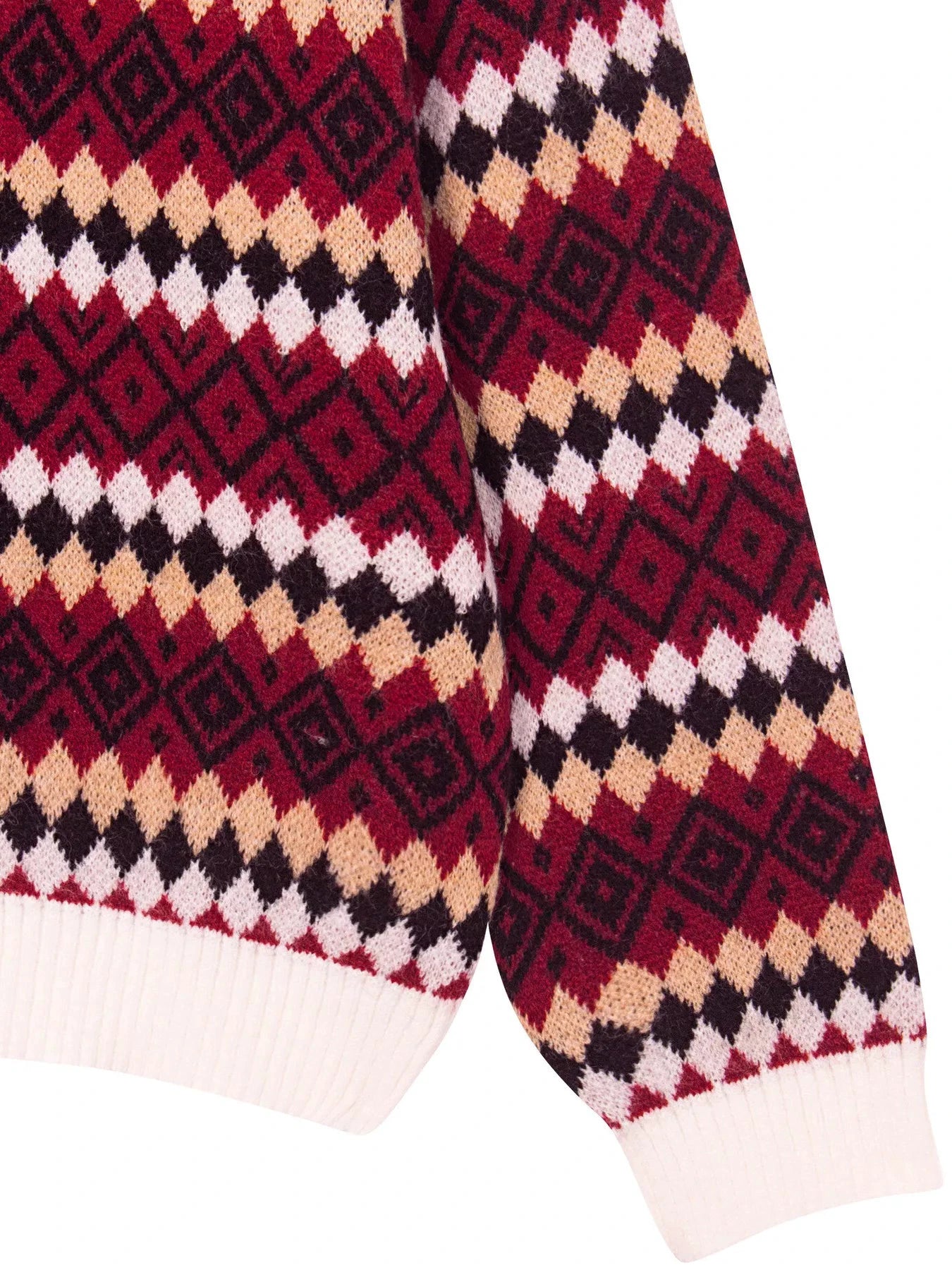 Geometric Pattern Round Neck Sweater by Trendsi