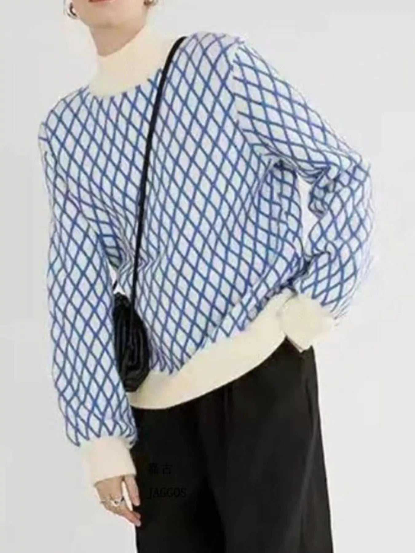 Geometric Pattern Turtleneck Sweater by Trendsi