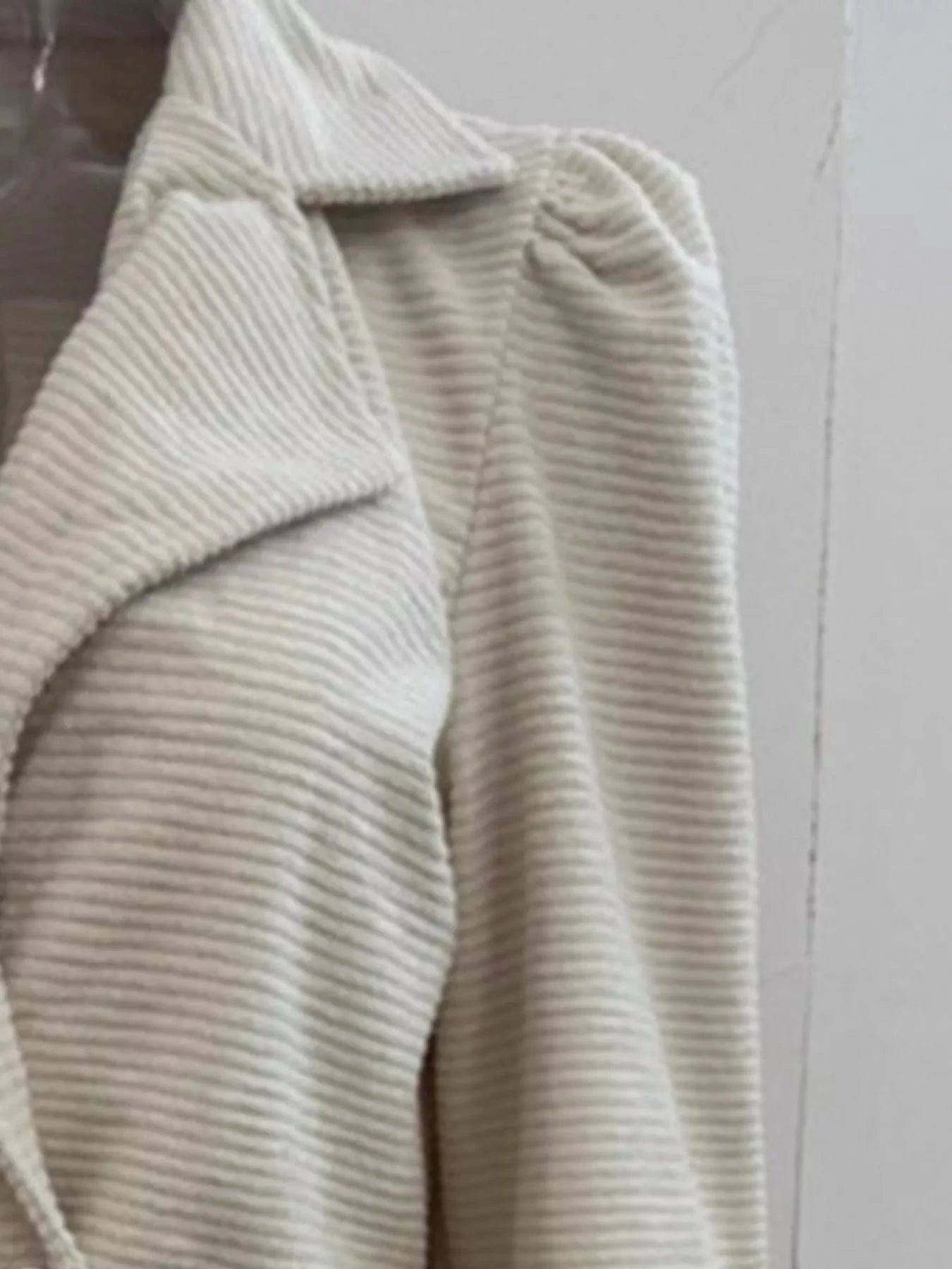 Texture Knit Double-Breasted Blazer by Trendsi