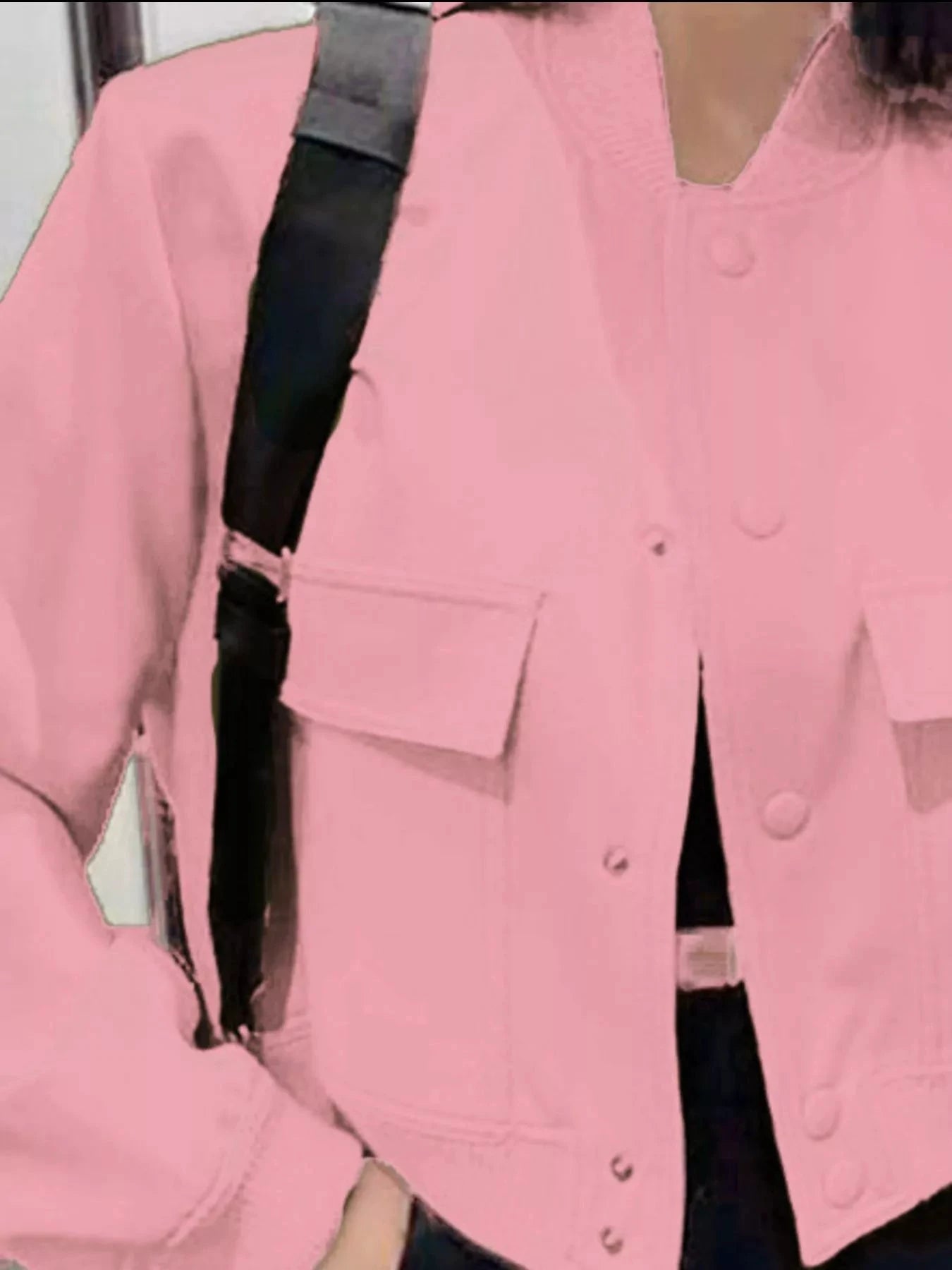 Full Size Snap Down Long Sleeve Jacket Plus Size by Trendsi