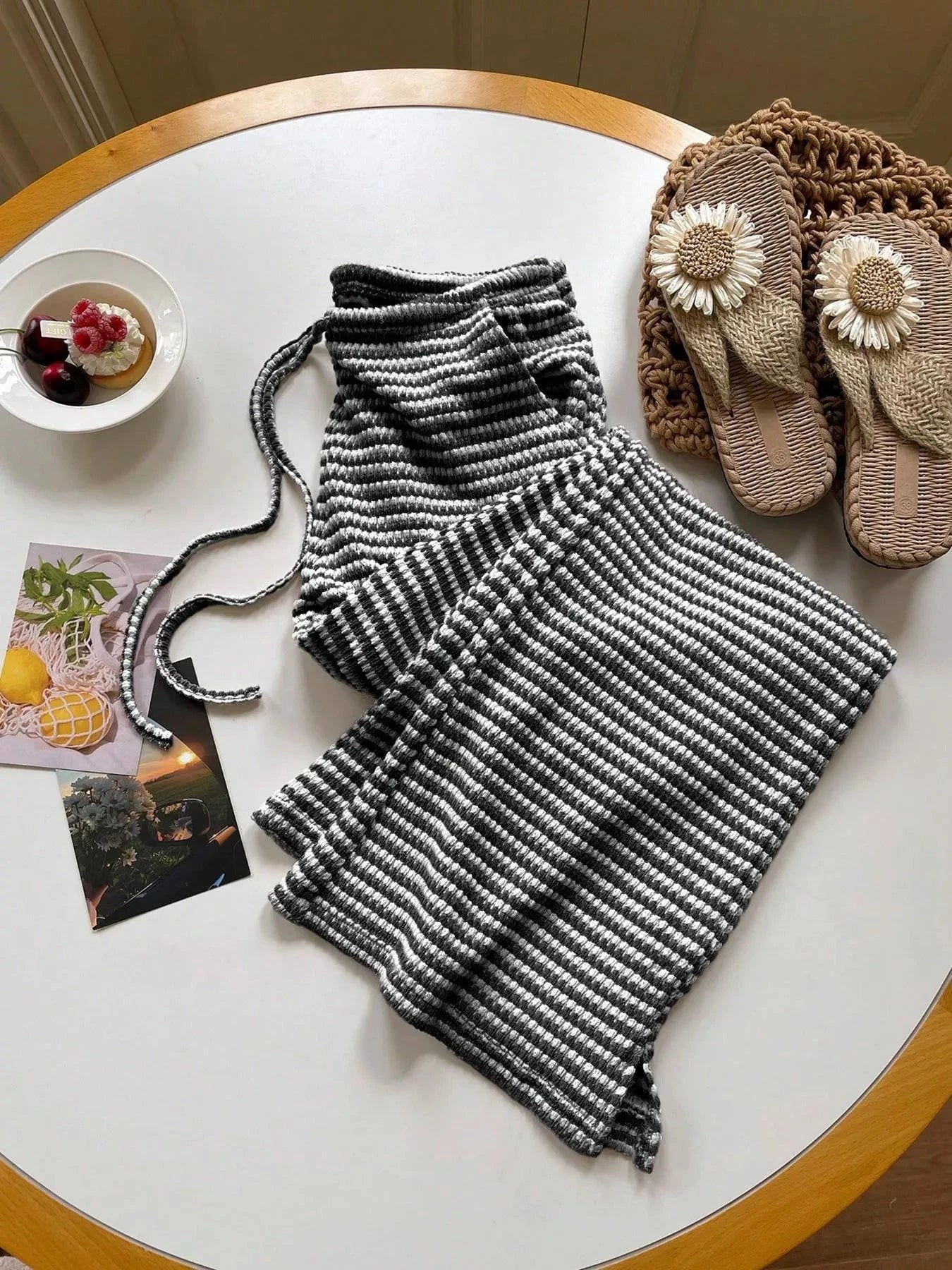 Drawstring Wide Leg Pants by Trendsi