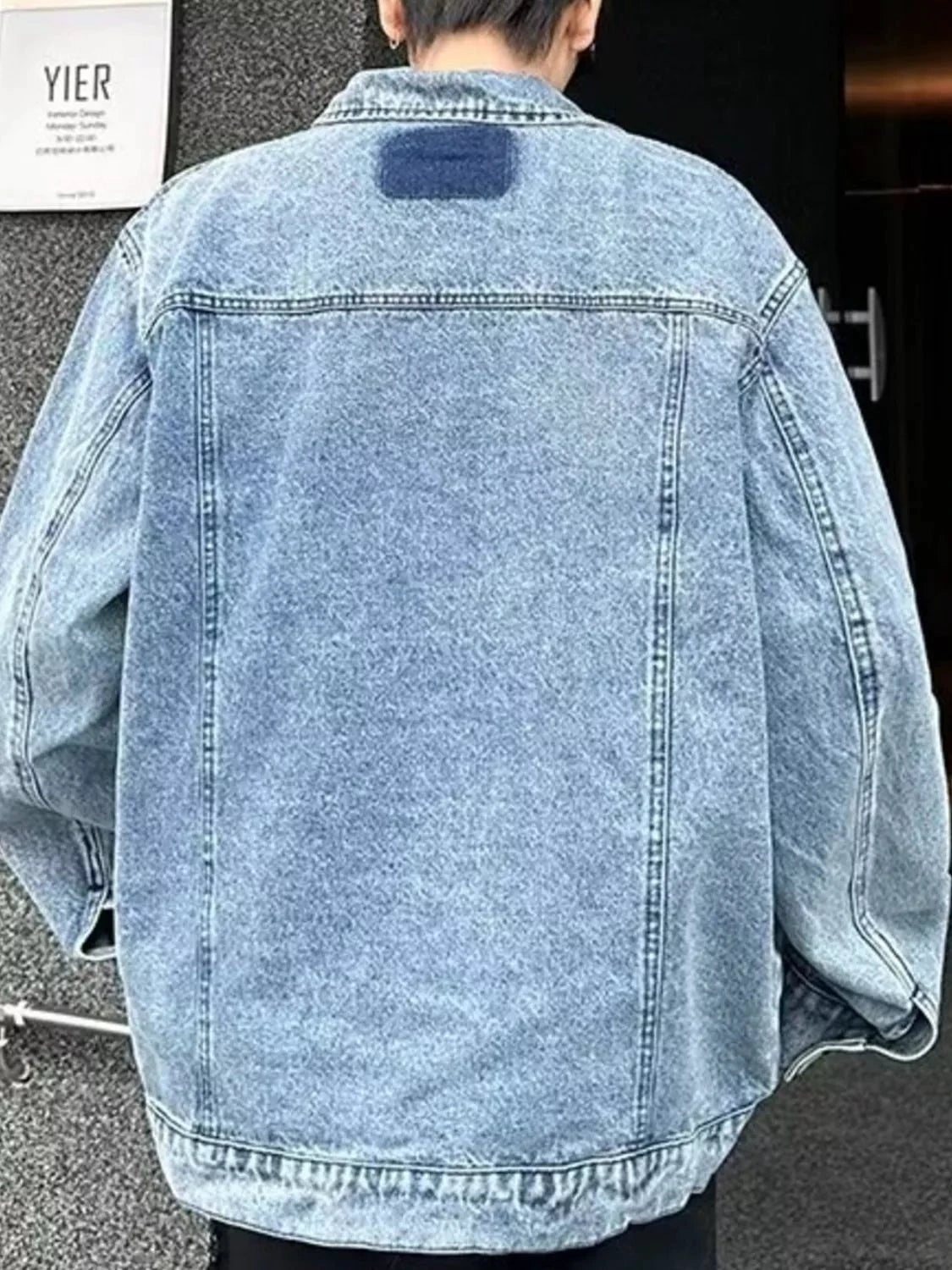 Men's Full Size Button Up Oversized Denim Jacket Plus Size by Trendsi