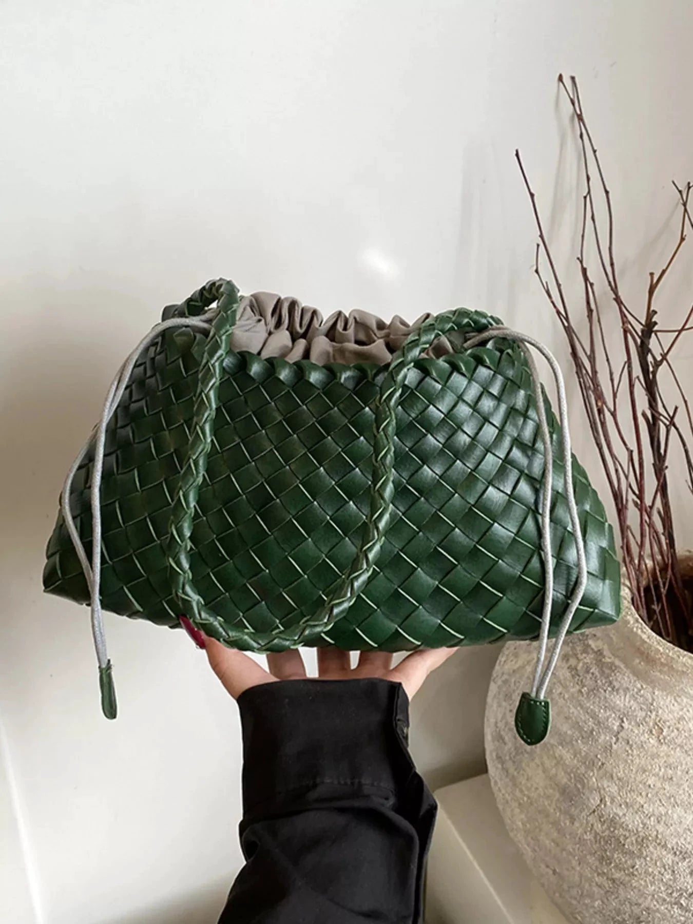 Drawstring Woven Shoulder Bag by Trendsi