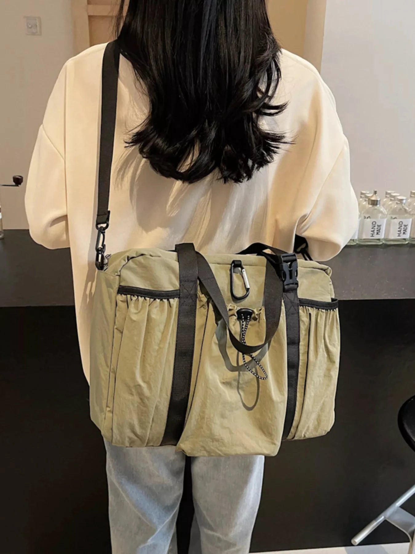 Canvas Travel Duffel Bag by Trendsi