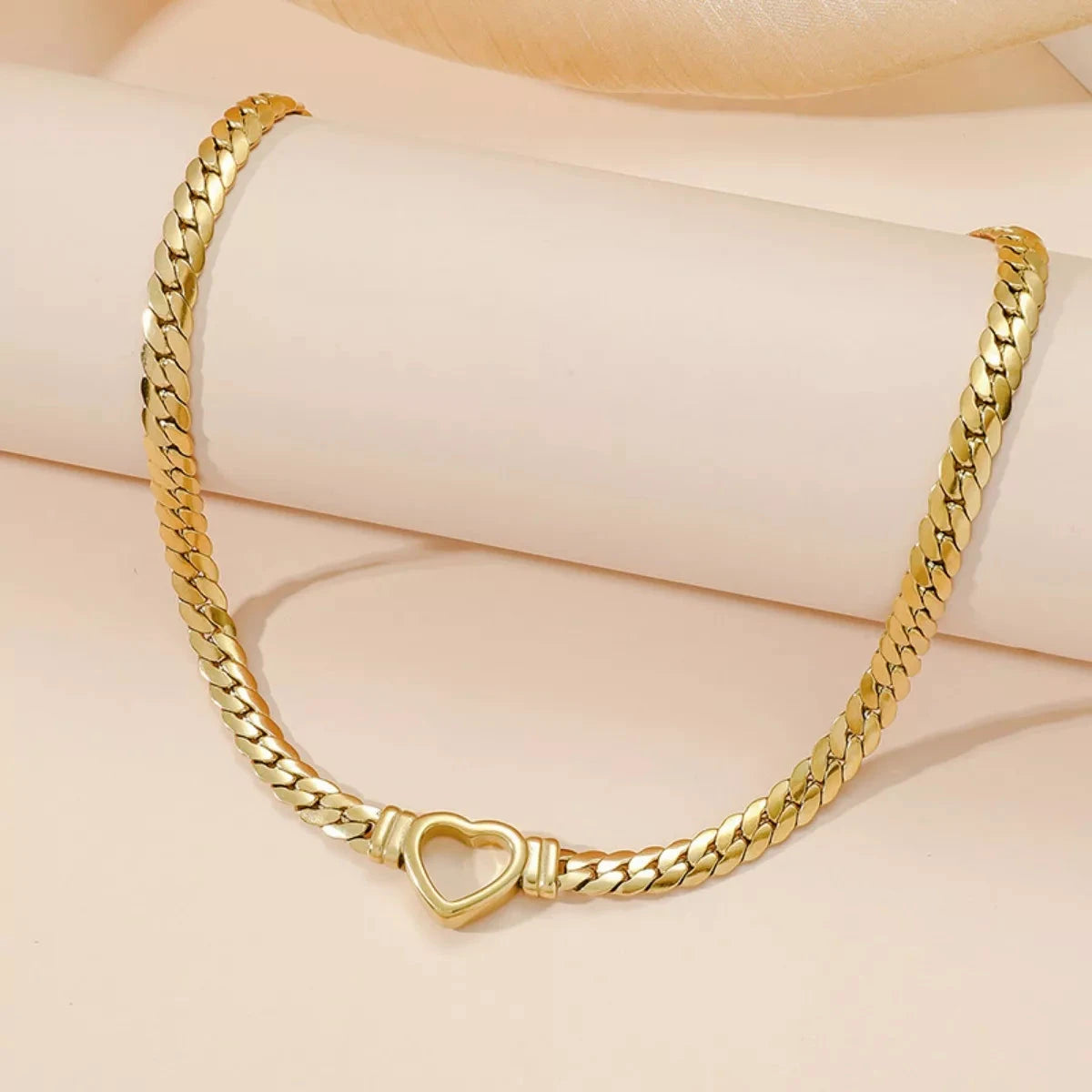 18K Gold-Plated Chain Heart Necklace by Trendsi