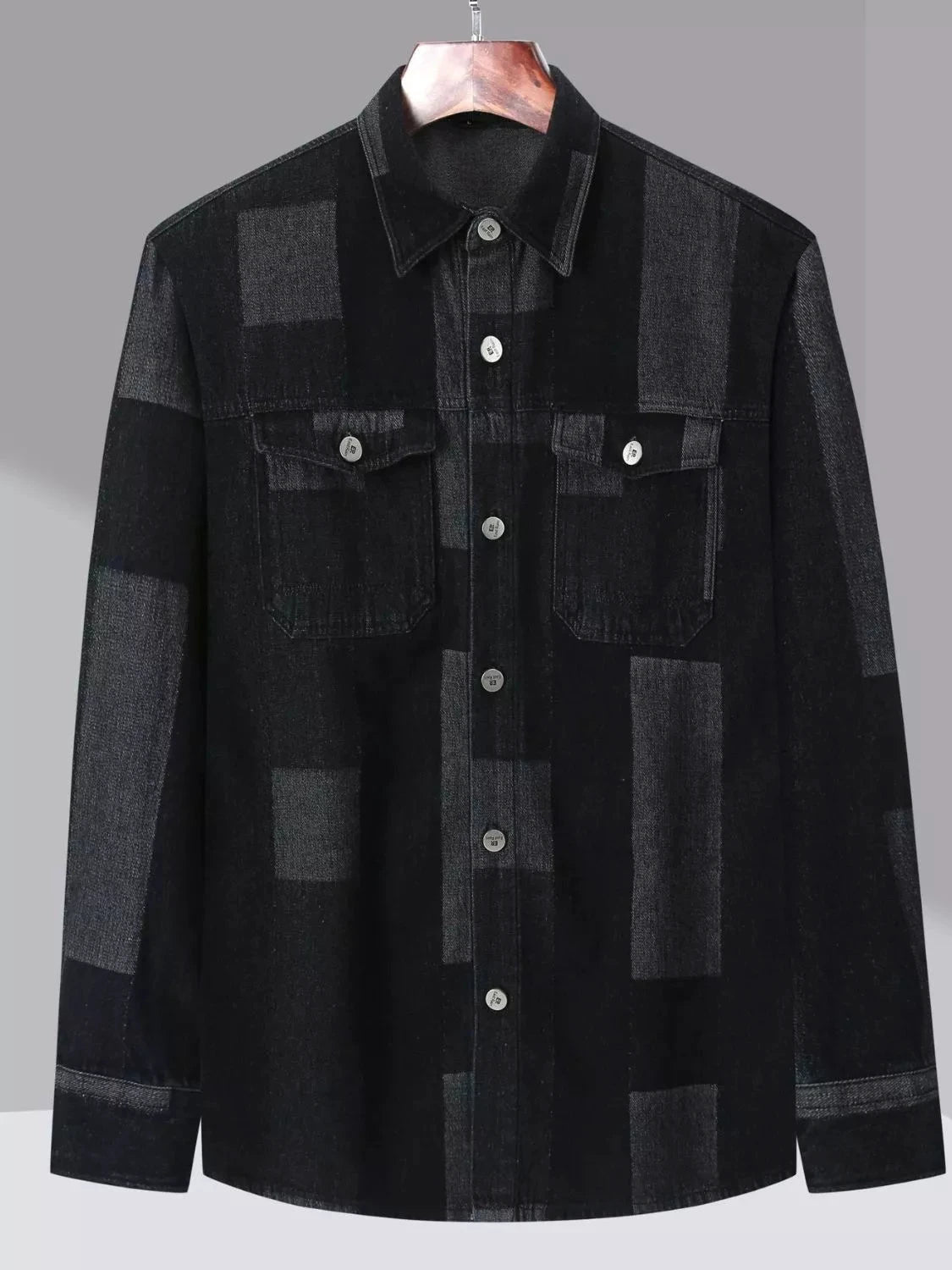 Men's Plus Size Urban Style Button Up Denim Jacket by Trendsi