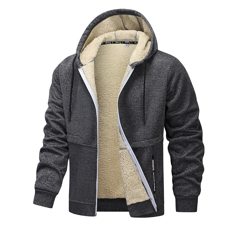 Sudadera informal con capucha para hombre, sudadera de forro polar grueso de invierno con forro de sherpa, chaqueta con cremallera y capucha, abrigos de calle gruesos