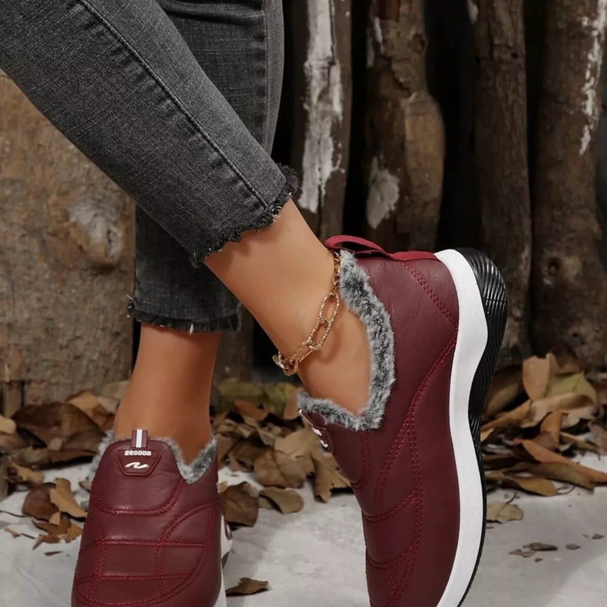 Plush Round Toe Platform Shoes by Trendsi