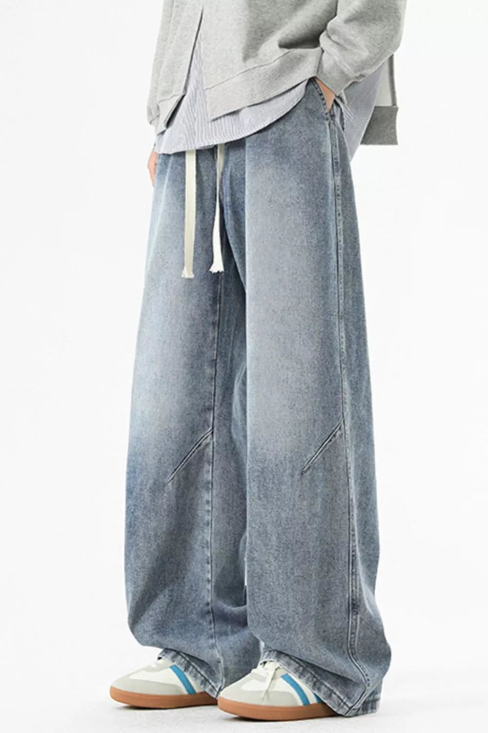 Men's Full Size Wash Wide Leg Jeans Plus Size by Trendsi