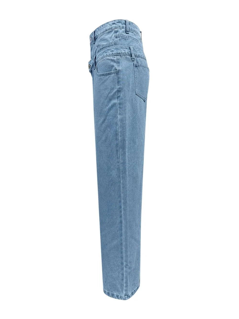 Faux Layered High Waist Jeans by Trendsi