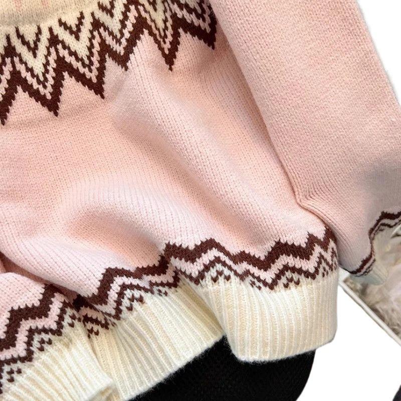 Womens Fair Isle Pullover Loose-Fit Extra-Soft Sweater by JeansDenim.Store