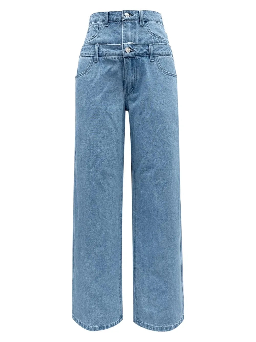 Faux Layered High Waist Jeans by Trendsi