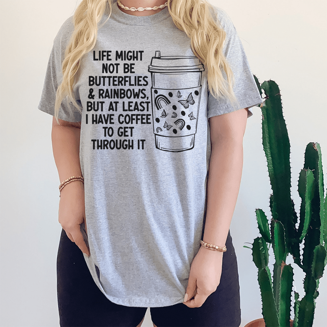 Camiseta de mariposas y arcoíris de algodón suave con estampado digital, hecha en EE. UU.