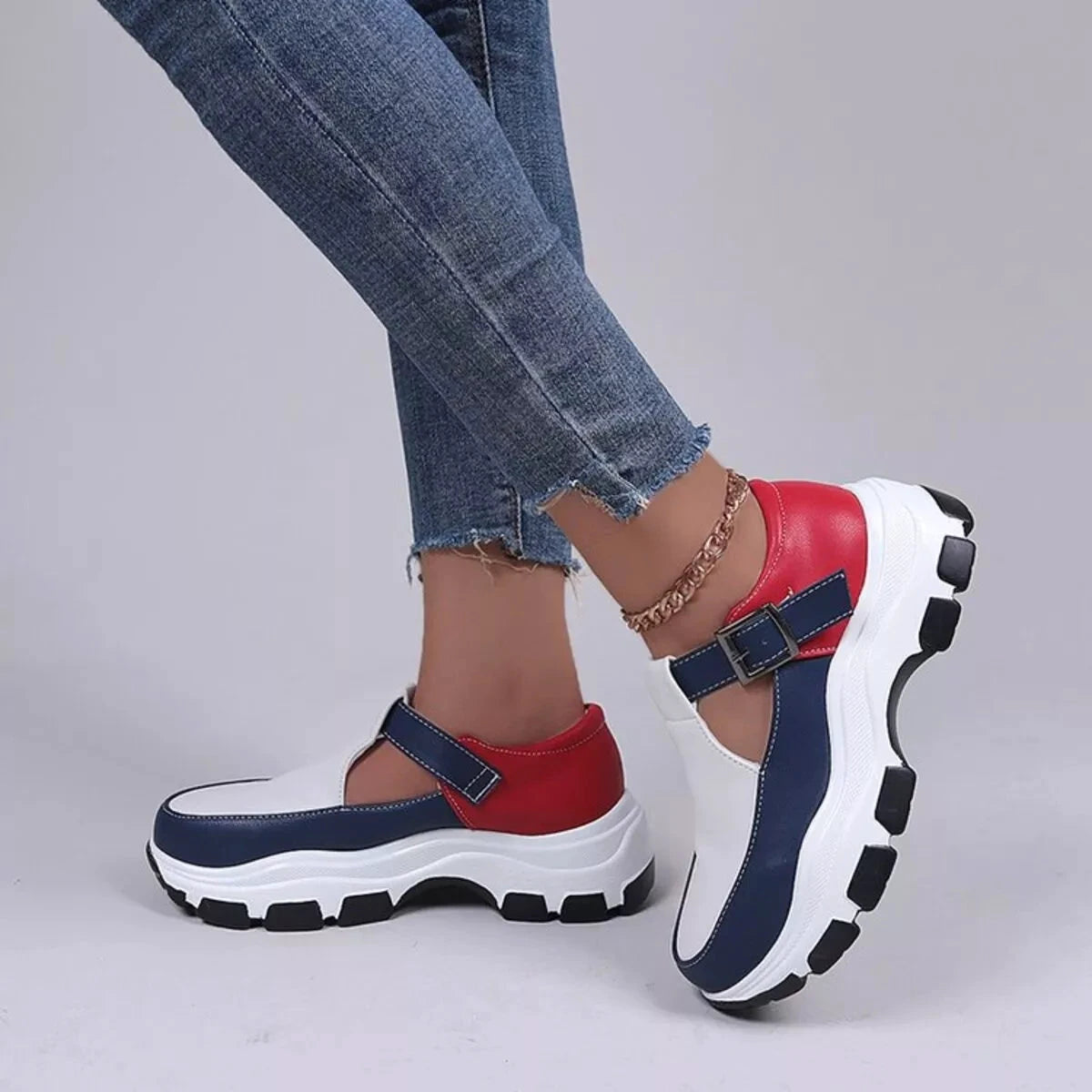 Round Toe Platform Sneakers by Trendsi