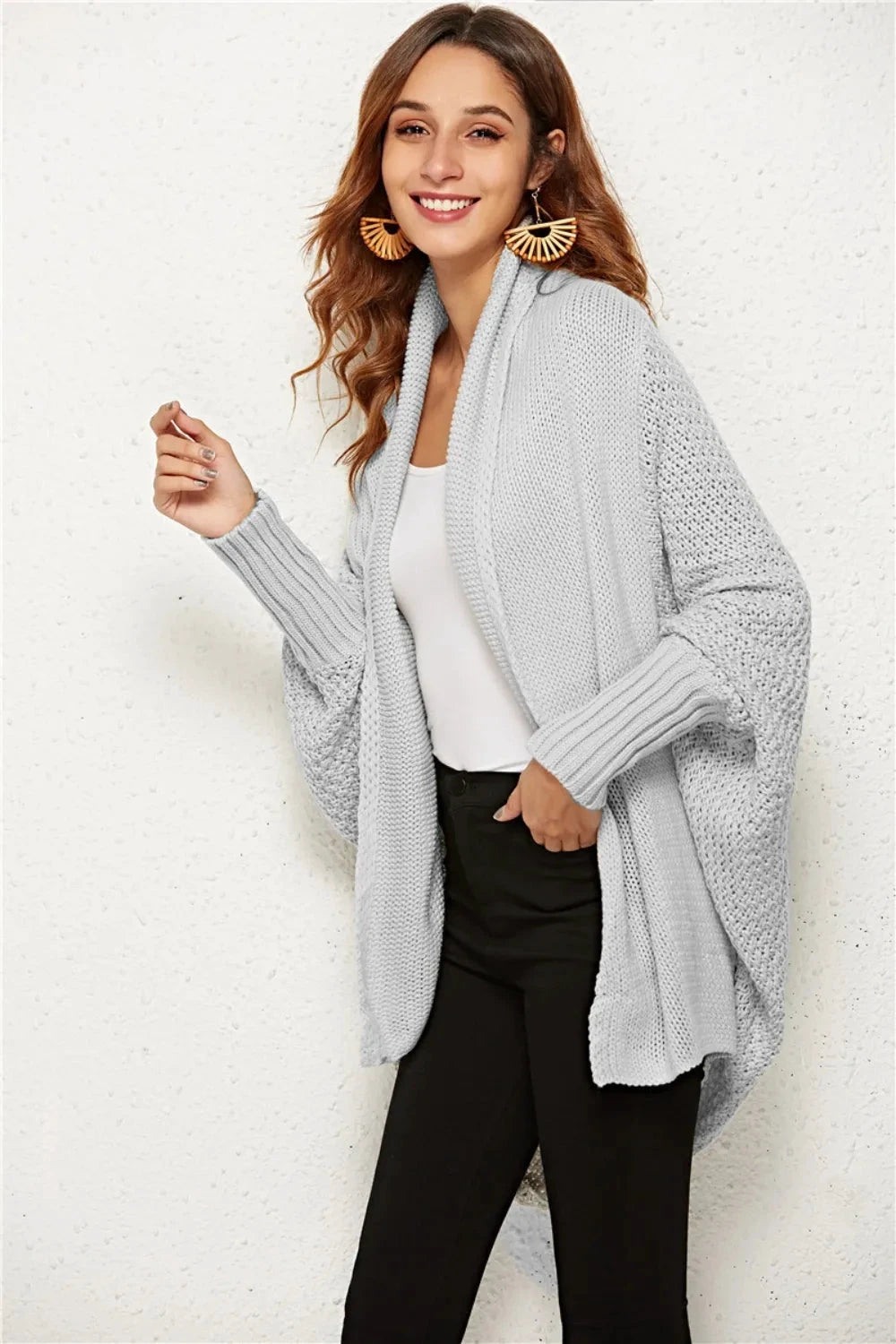 Angel Wings Open Front Batwing Sleeve Cardigan by Trendsi