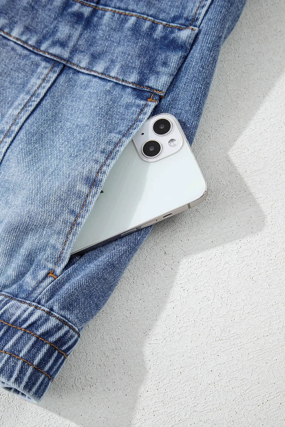 Button Up Cap Sleeve Denim Jacket by Trendsi