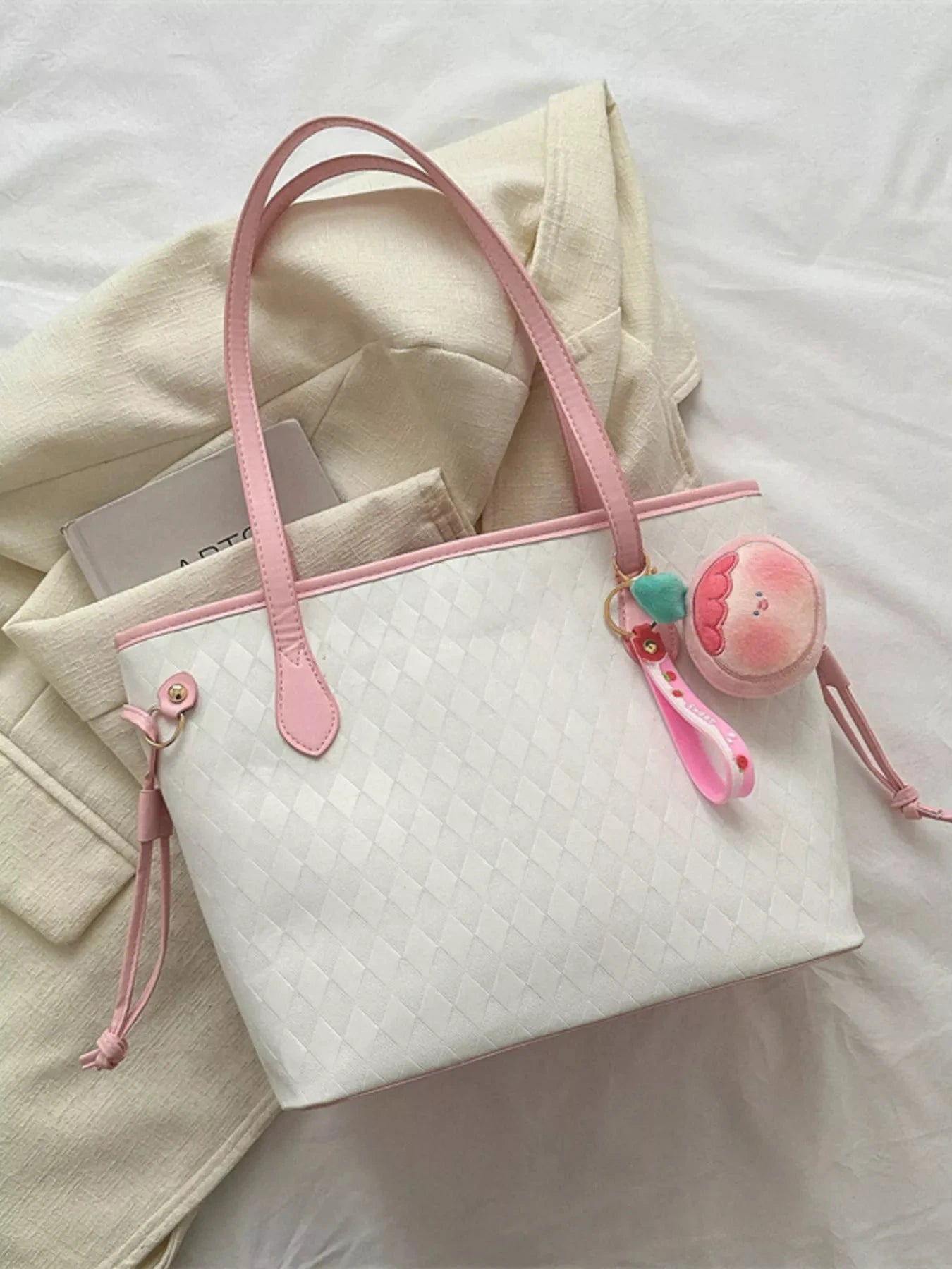 Woven Pattern Tote Bag by Trendsi