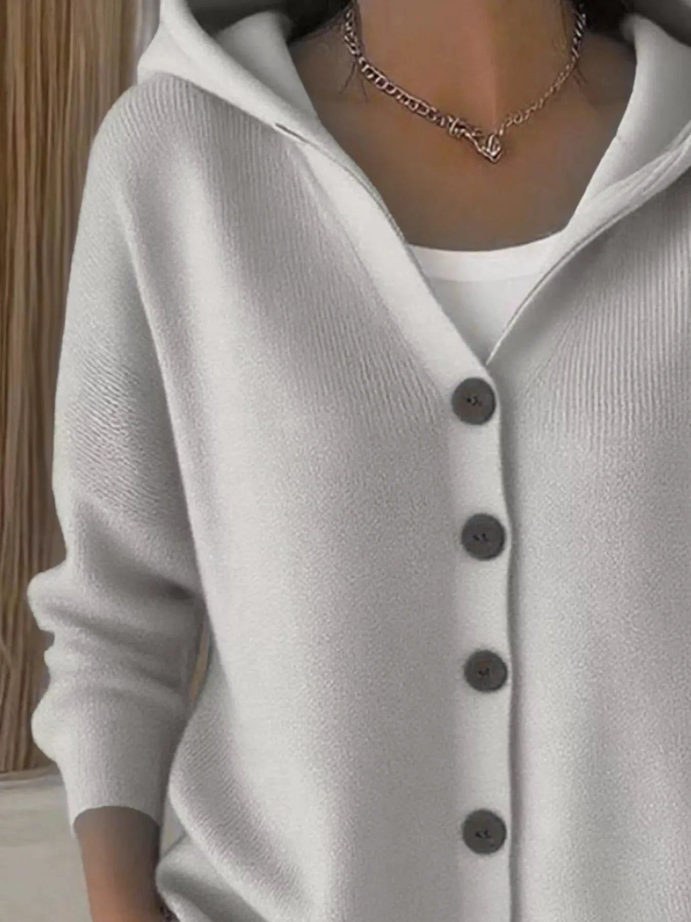 Full Size Hooded Button-Down Knit Cardigan Plus Size by Trendsi