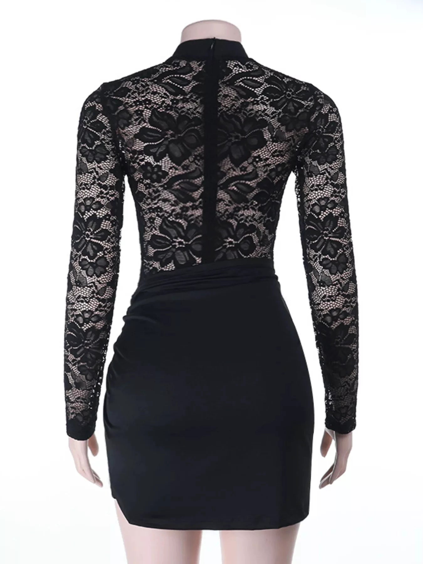Lace Long Sleeve Bodycon Mini Dress by Trendsi