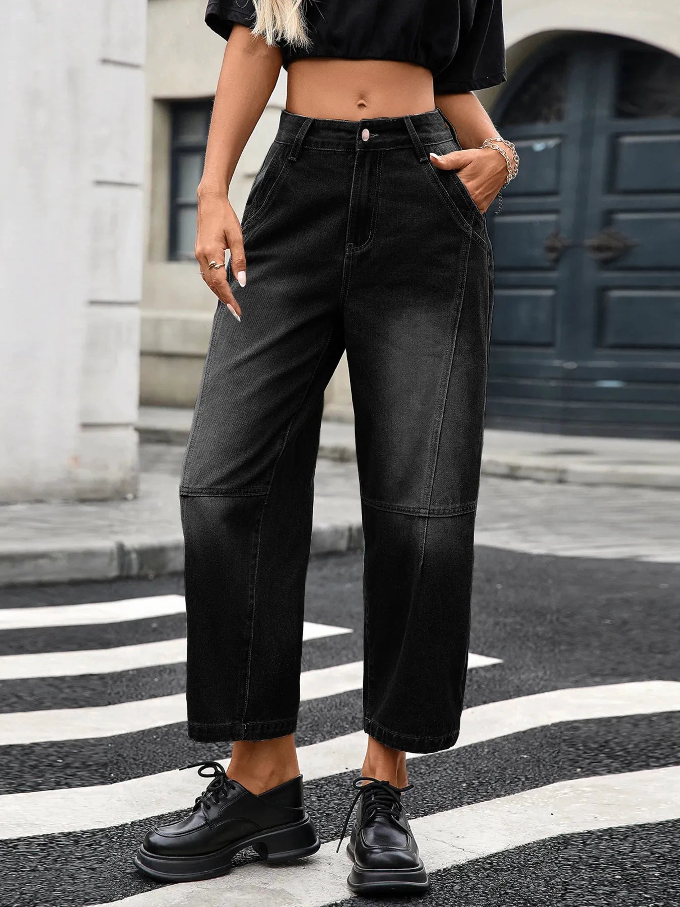 Wide Leg Jeans with Pockets by Trendsi