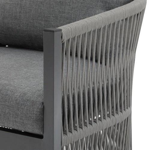 Curved Rope-Weave Lounge Chair (Gray & Natural Beige) by Jeansdenim.store