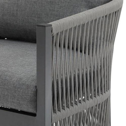 Curved Rope-Weave Lounge Chair (Gray & Natural Beige) by Jeansdenim.store