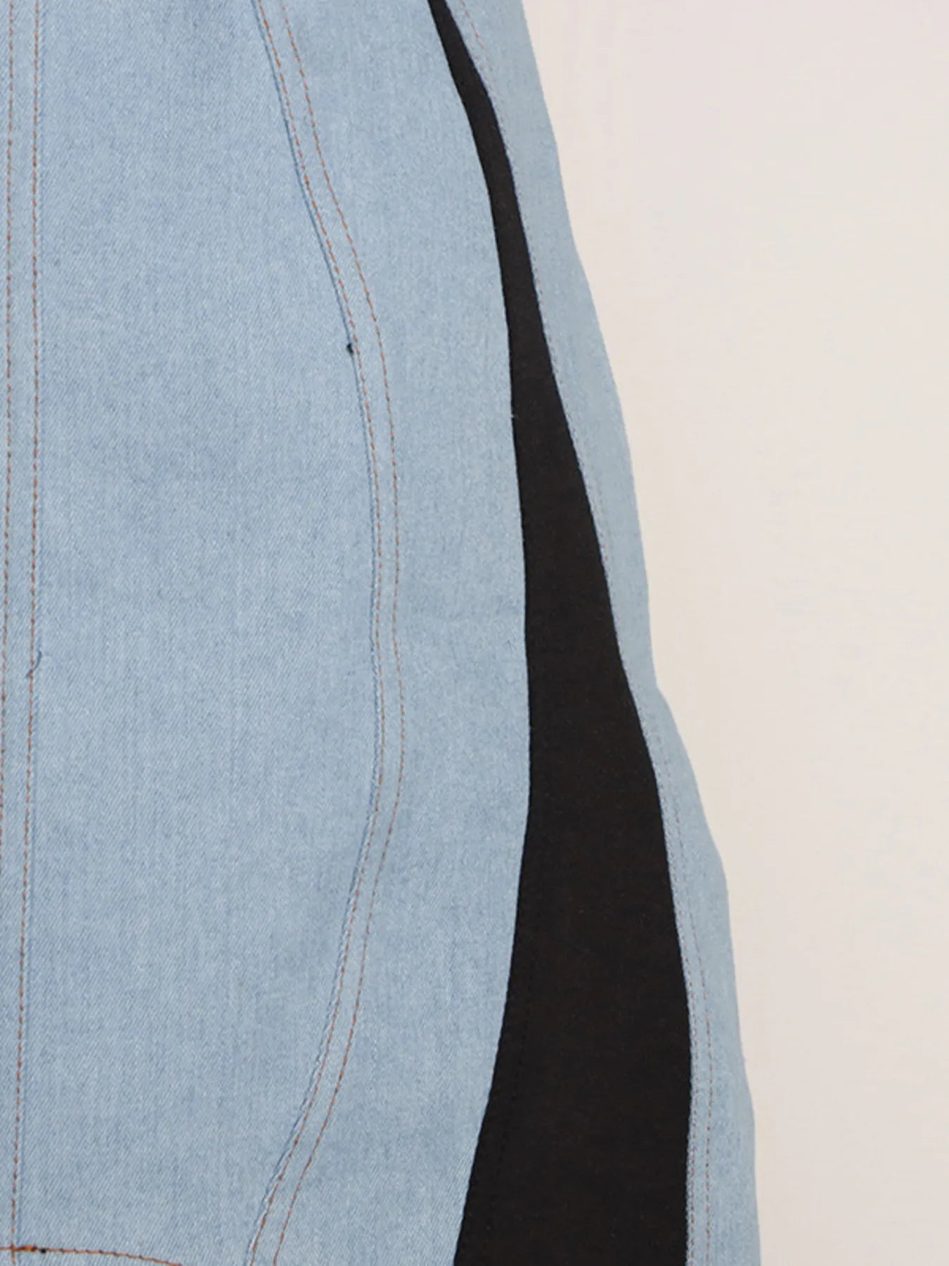 Contrast Adjustable Strap Denim Dress by Trendsi