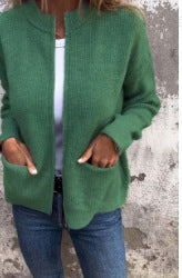Women's Casual Solid Color Pocket Cardigan Coat