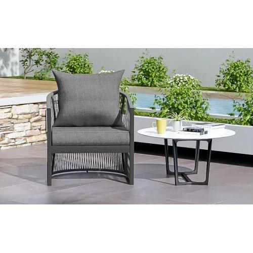 Curved Rope-Weave Lounge Chair (Gray & Natural Beige) by Jeansdenim.store