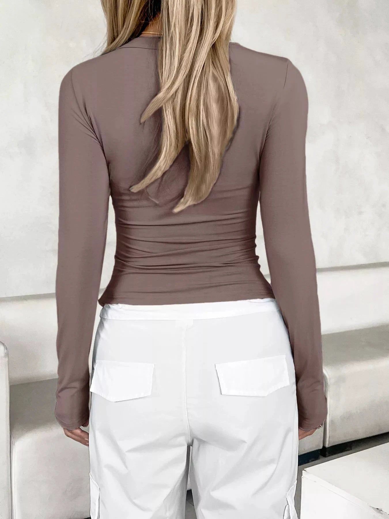 Slim Fit Long Sleeve T-Shirt by Trendsi