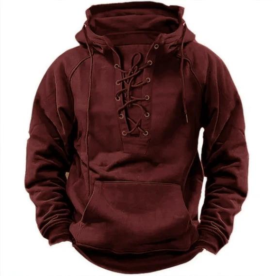 Ins Lace-up Hoodie Casual Sports Pocket Sweatshirt Men's Long-sleeved Top Clothing by Jeansdenim.store