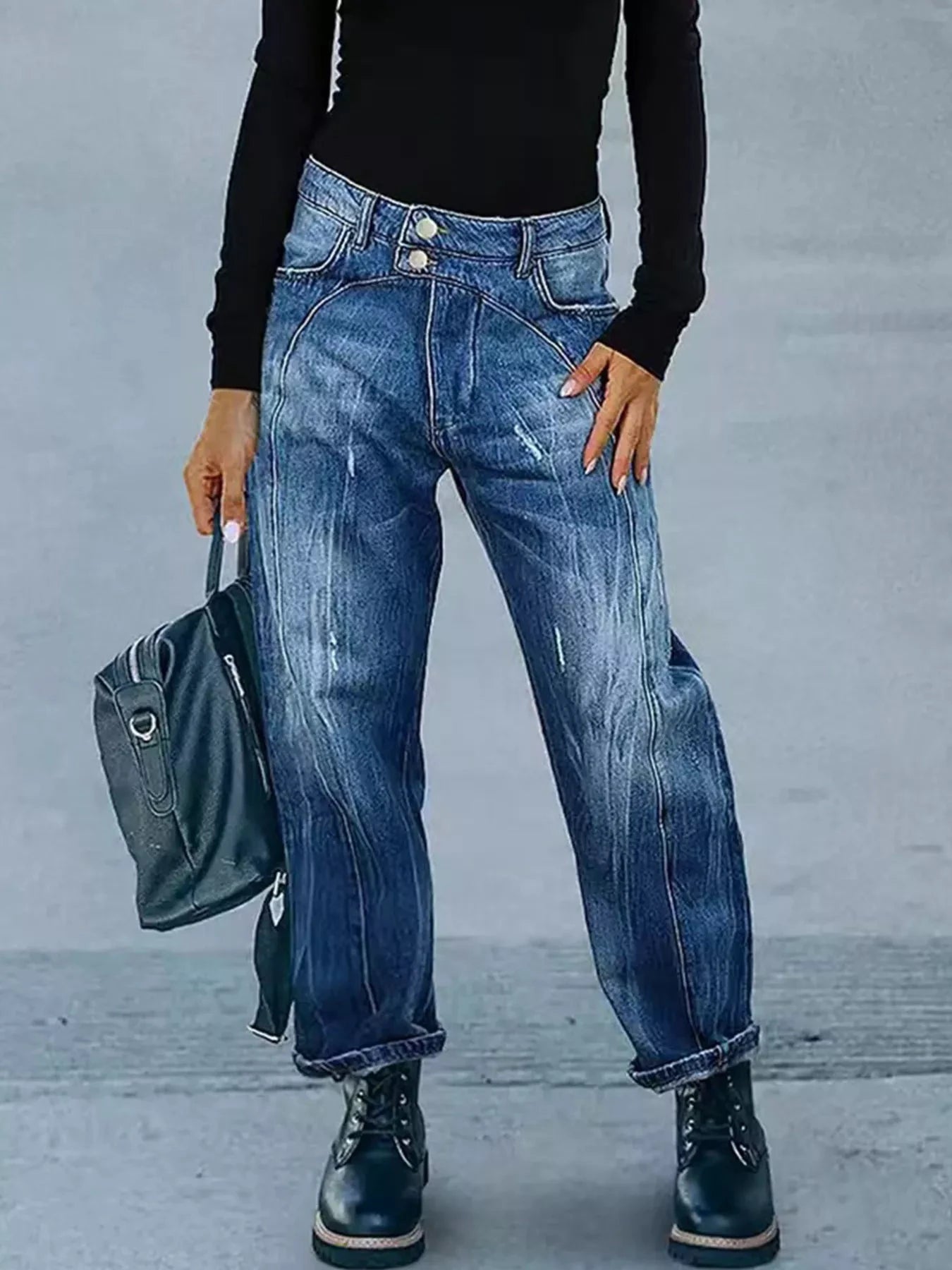 Wide Leg Jeans with Pockets by Trendsi