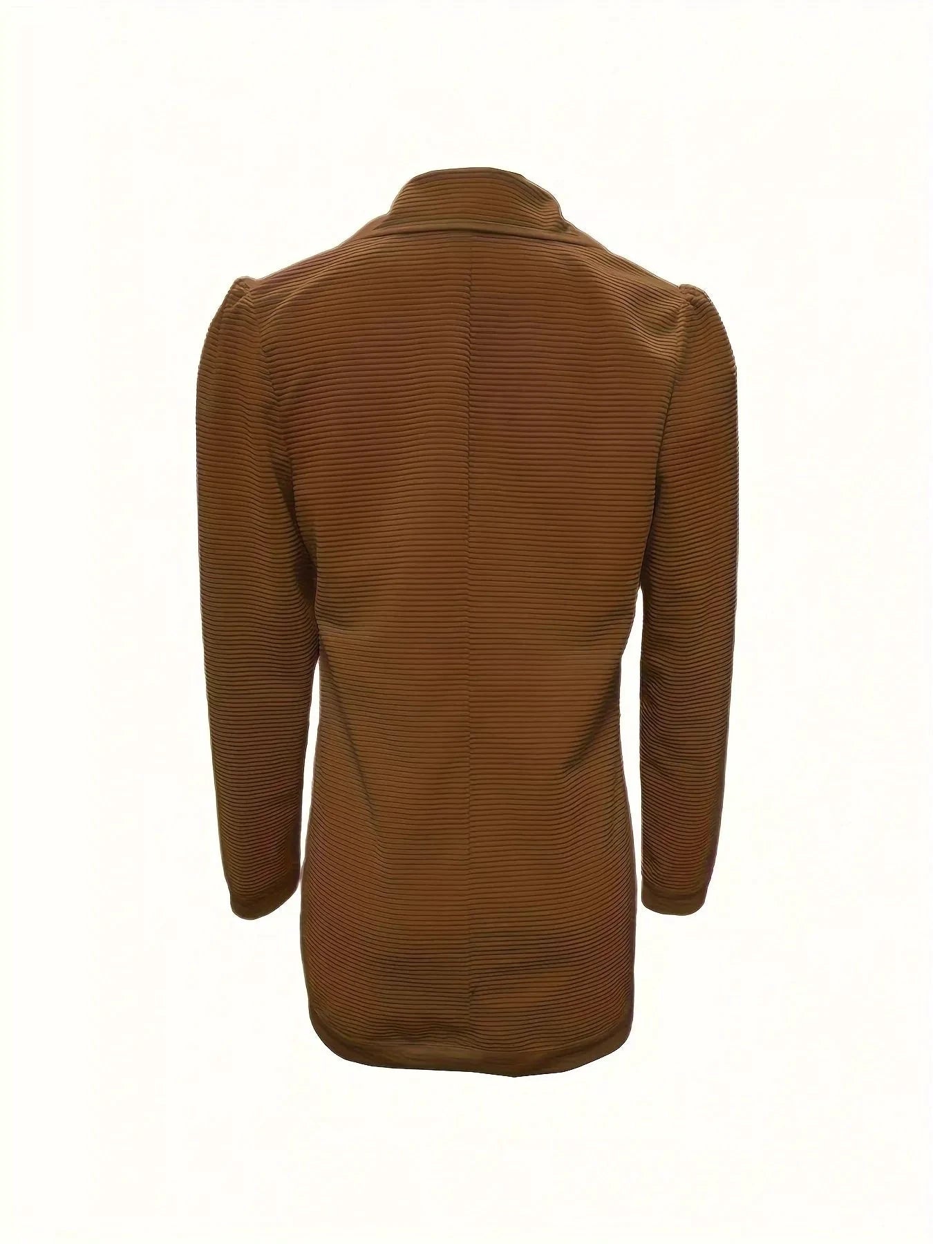 Texture Knit Double-Breasted Blazer by Trendsi