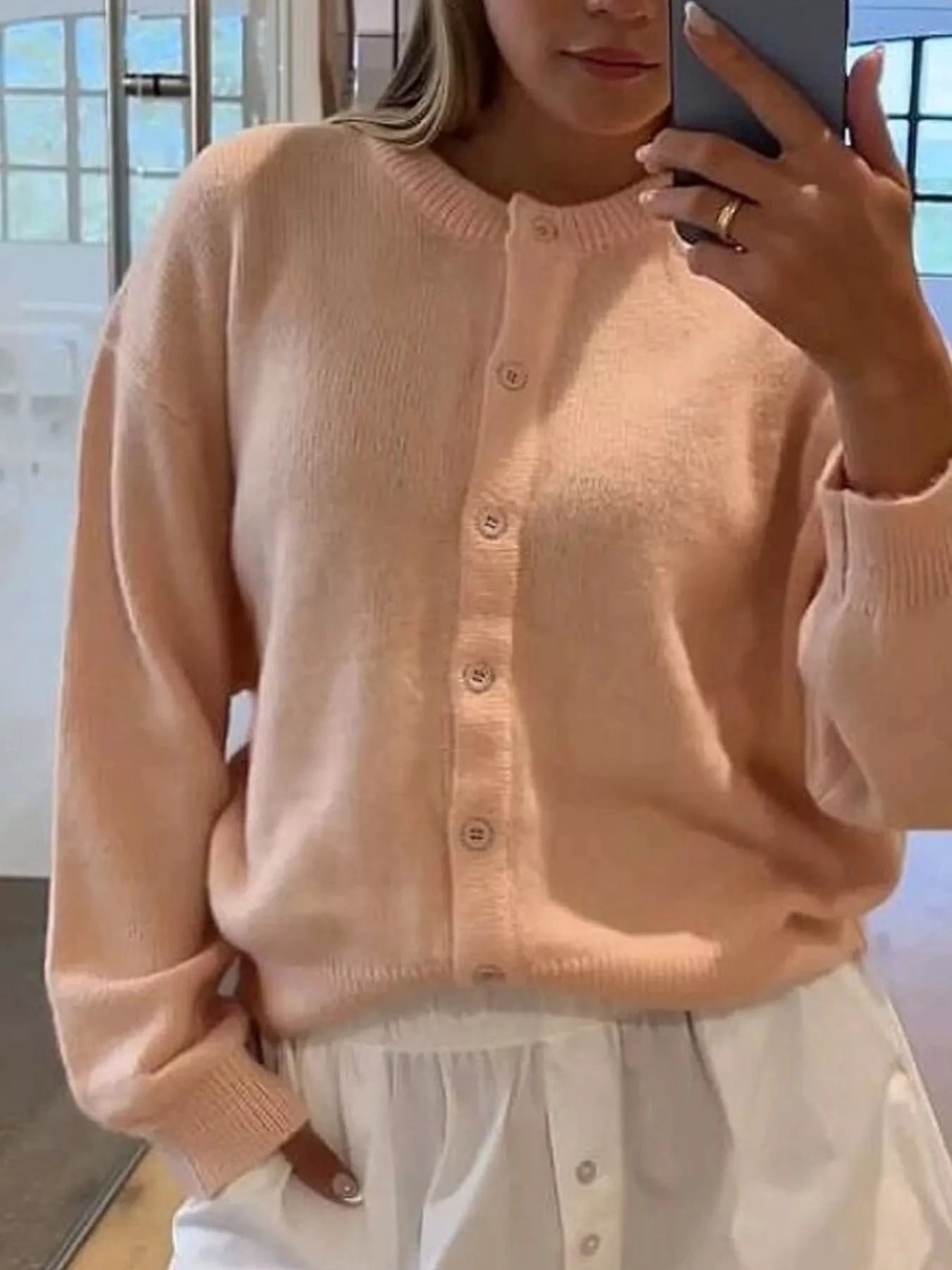 Button-Down Knit Cardigan by Trendsi