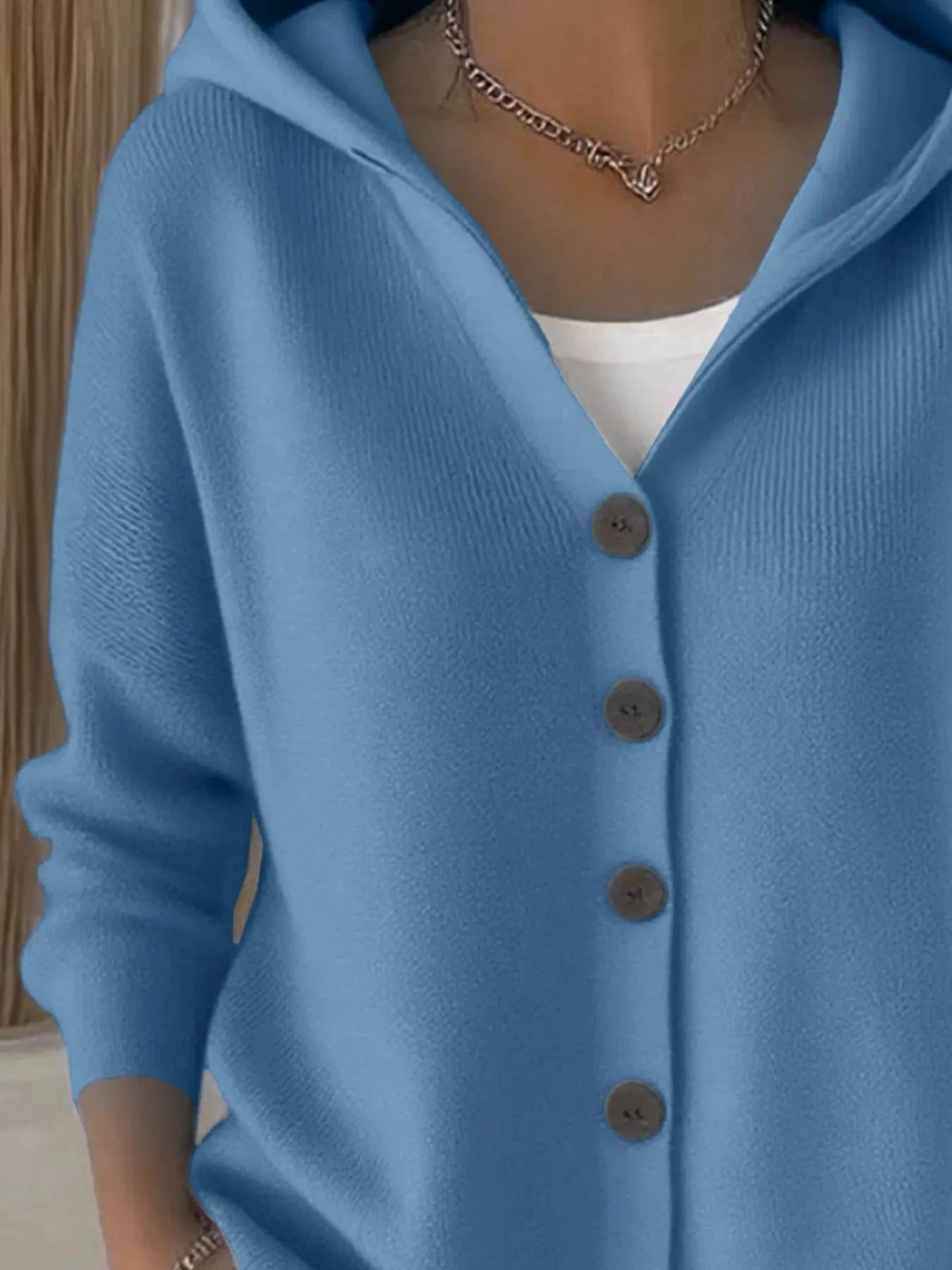 Full Size Hooded Button-Down Knit Cardigan Plus Size by Trendsi