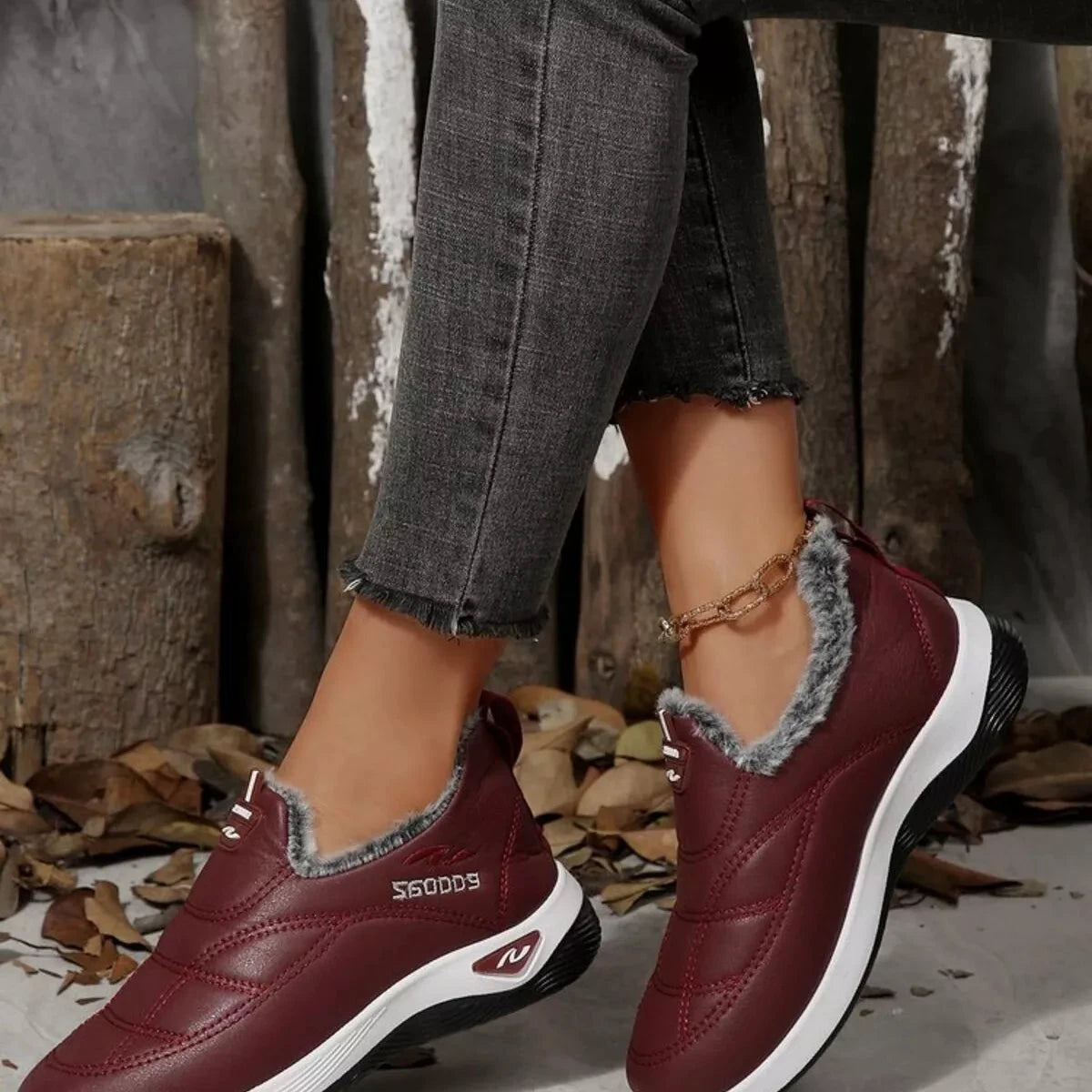 Plush Round Toe Platform Shoes by Trendsi