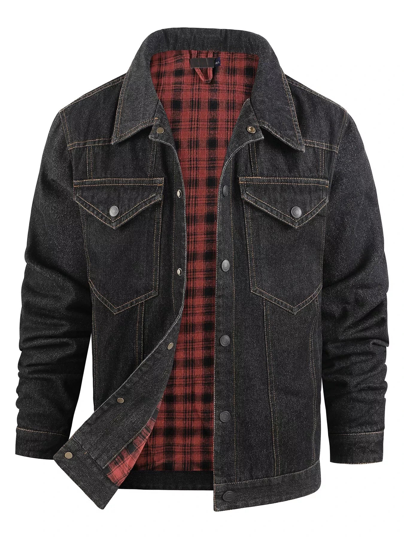 Men's Casual Snap Down Denim Jacket by Trendsi