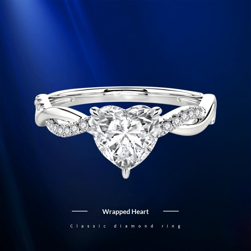 Sanjie Jewelry Factory European And American Fashion Creative Love Zircon Ring Valentine'S Day Gift Couple Heart-Shaped Ring