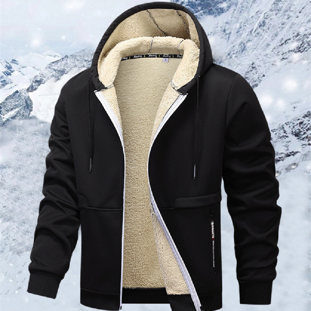 Sudadera informal con capucha para hombre, sudadera de forro polar grueso de invierno con forro de sherpa, chaqueta con cremallera y capucha, abrigos de calle gruesos