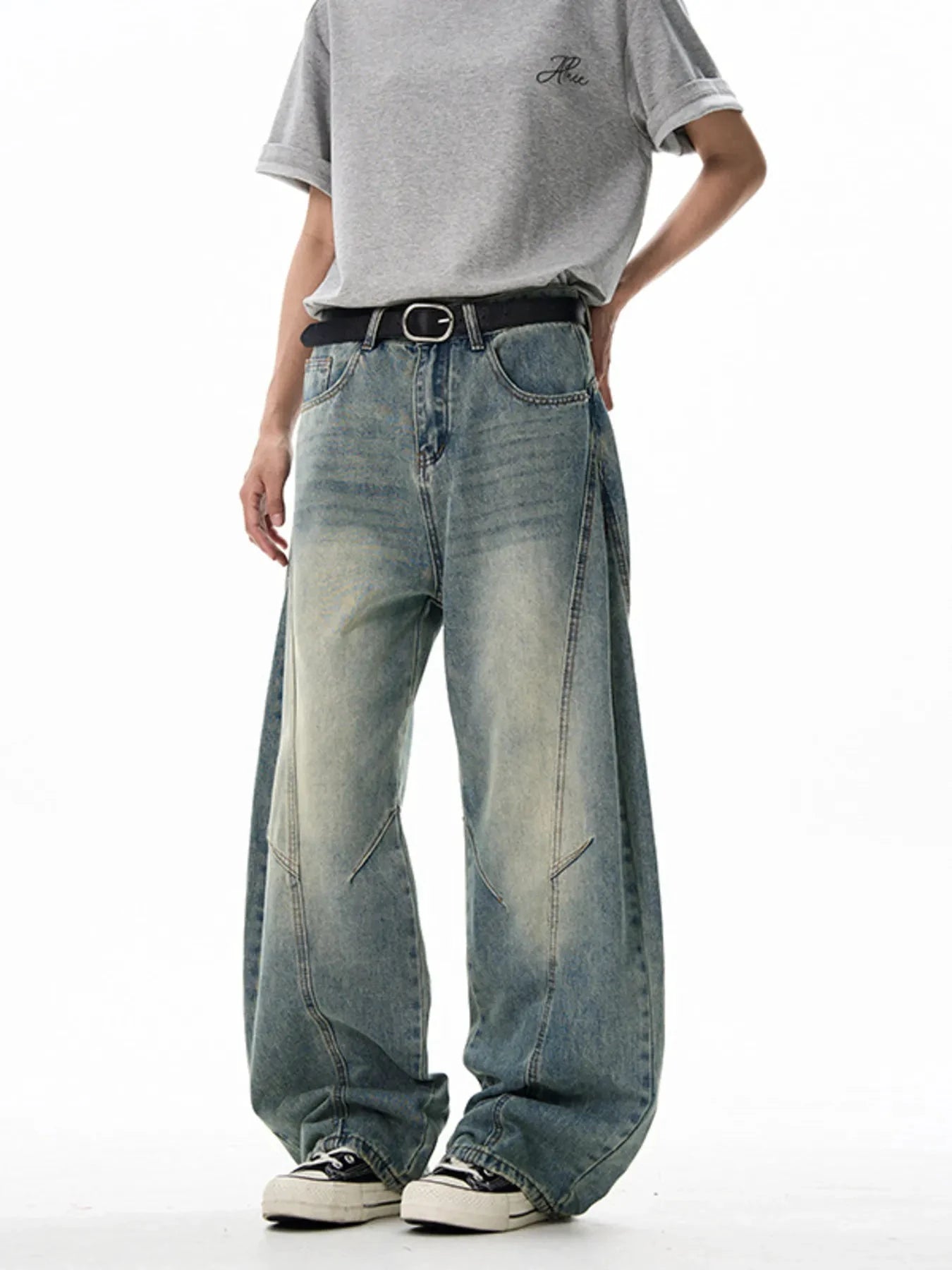 Men's Vintage Wide Leg Jeans by Trendsi