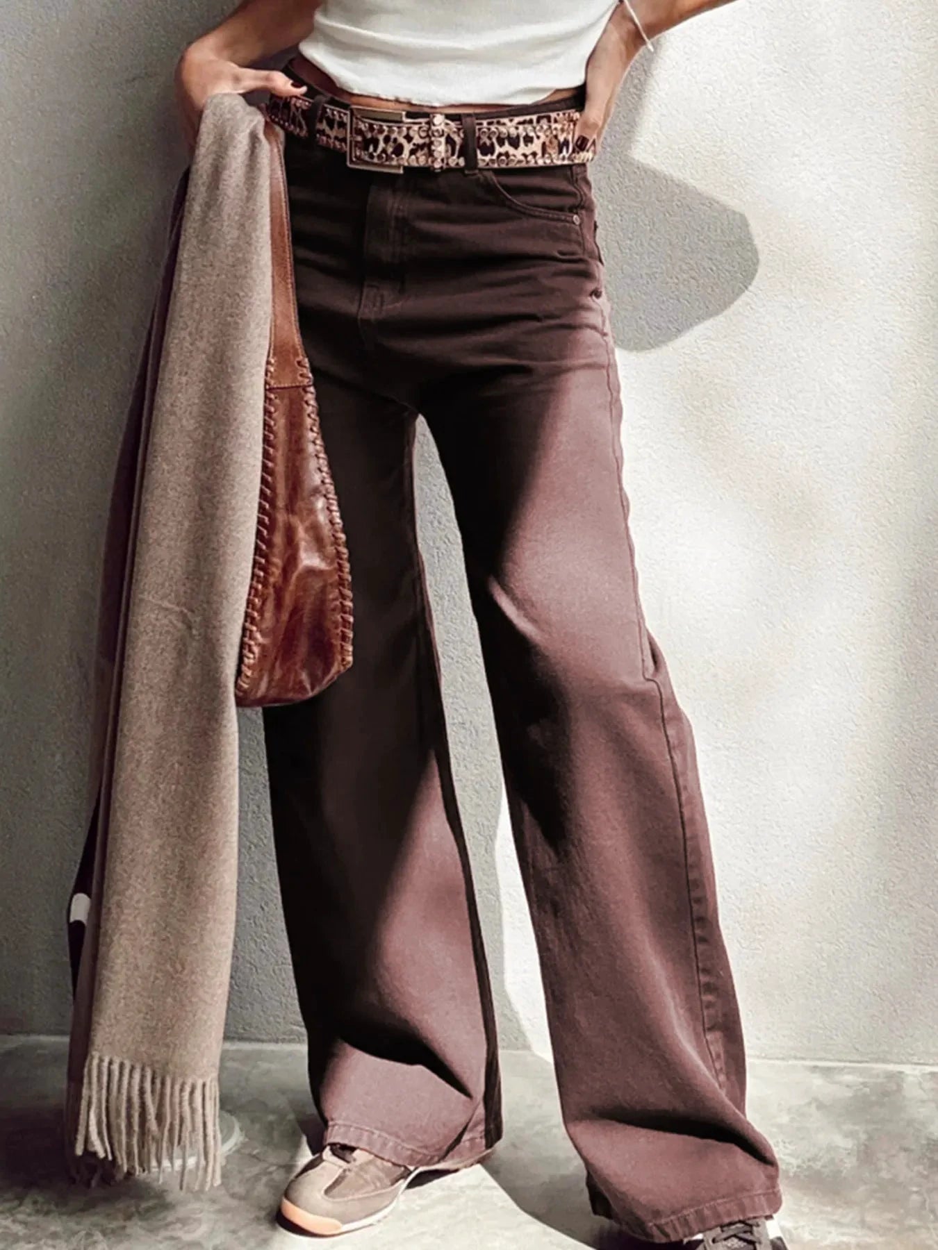 Wide Leg High Waist Denim Jeans by Trendsi