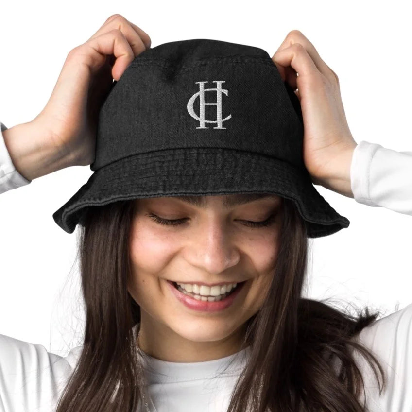 CHRISTOPHER HANLON Embroidered Fish Denim Bucket Hat