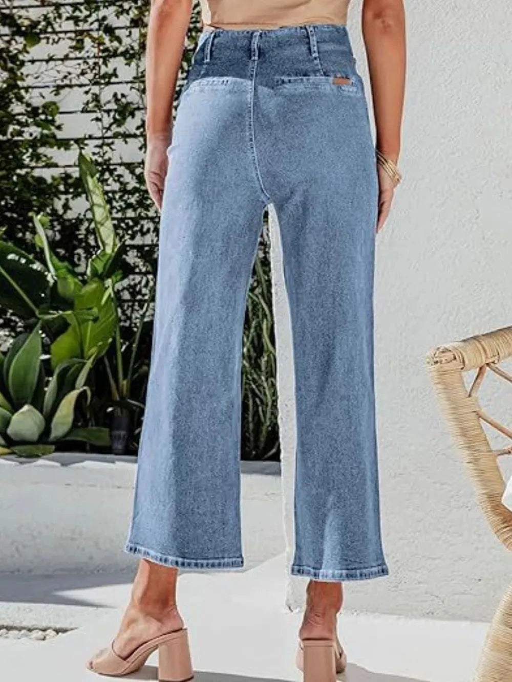 Button Fly Cropped Jeans with Pockets by Trendsi